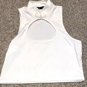Mock neck white crop top